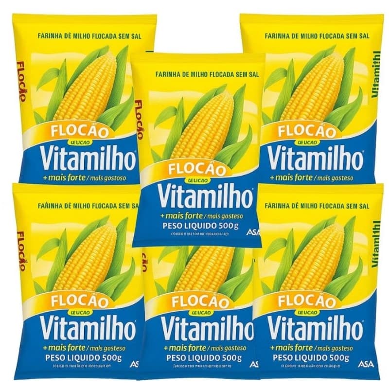 Kit 5 Pacotes - Flocão de Milho Vitamilho Cuscuz 500g
