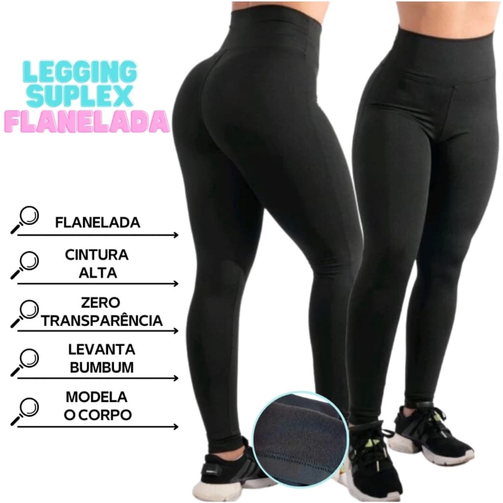 Calca Legging Flanelada Grossa Leg Peluciada Forrada Empina Bumbum Reforçada Térmica