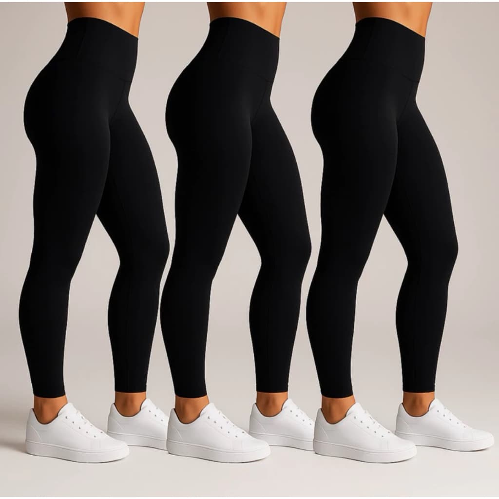 Kit 3 Calça Legging Feminina Grossa Suplex Tecido Grosso Academia Básica Cintura Alta Levanta Bumbum