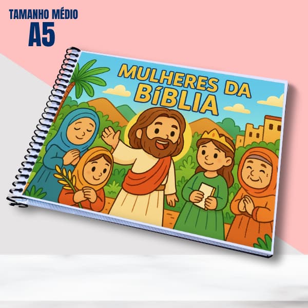 Livro de Colorir MULHERES DA BÍBLIA - Com 29 páginas no Tamanho A5  + Plástico Anti mancha