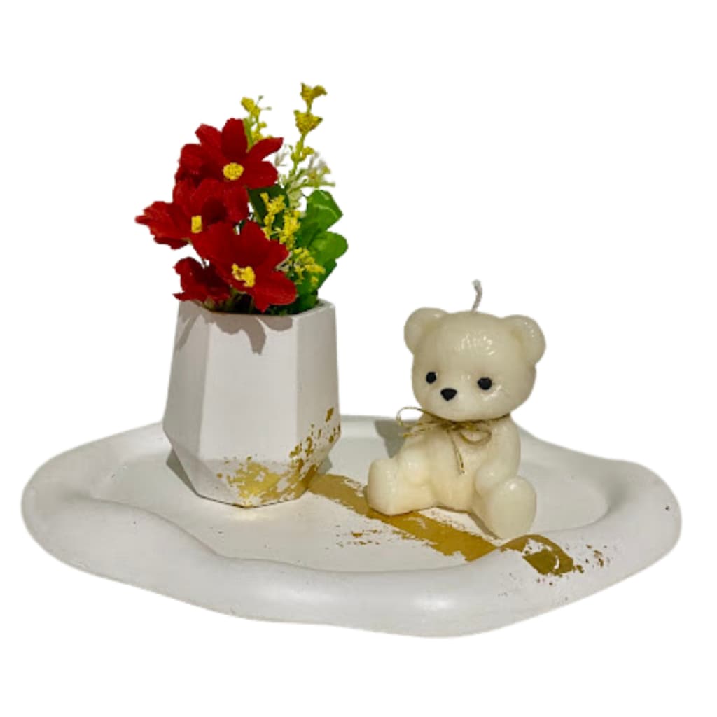 Bandeja Com Vela Aromática Decorativa Enfeite Mesa de Centro Escritório Impermeável Folhas de Ouro