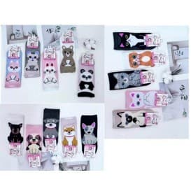 KIT 6/12 Pares Meias Feminina Invisível Estampada Bichinho Algodão Gatinho Sapatilha Conforto