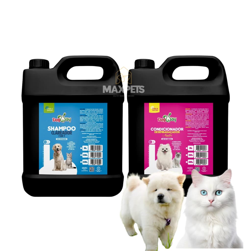 Kit Shampoo Branqueador + Condicionador 5 Litros Desembaraçador de Pelos - Banho e Tosa