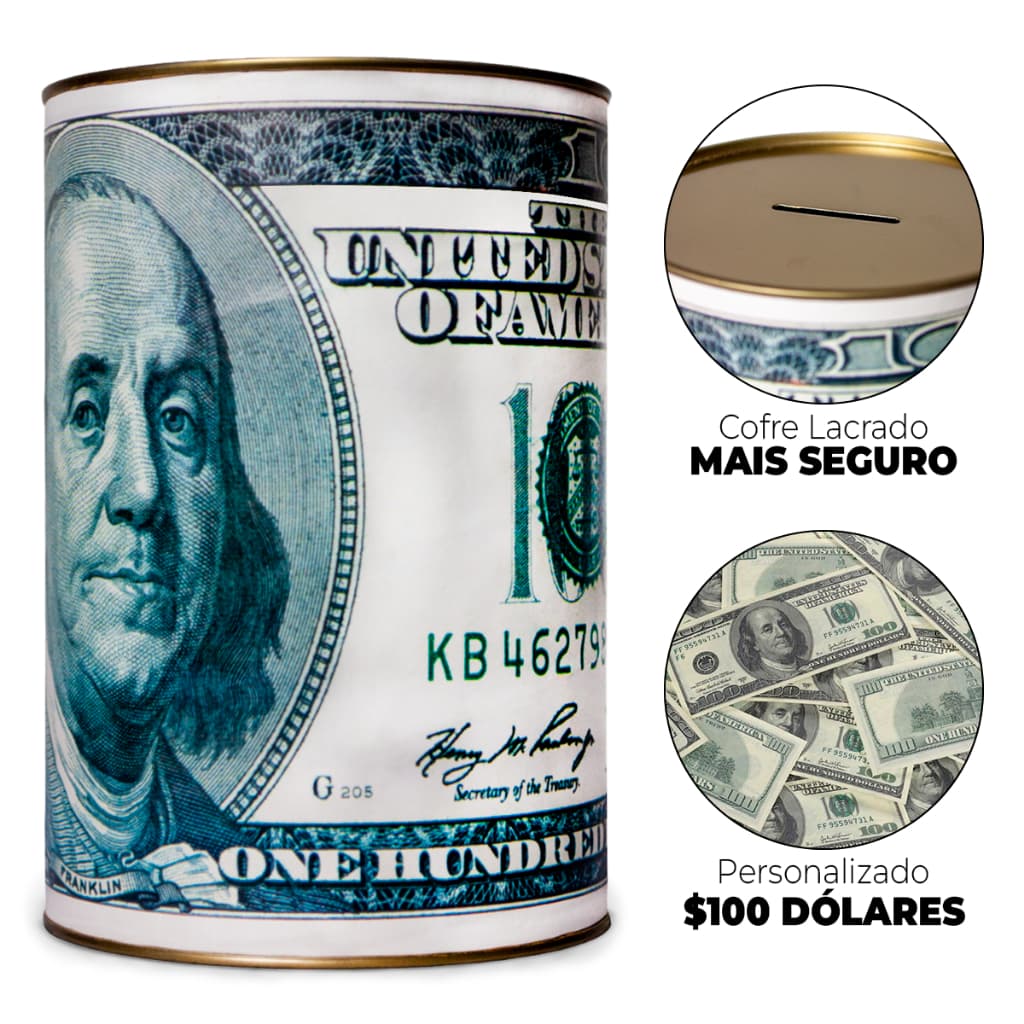 Cofrinho Cofre Lata Personalizado Dóllar Unidade