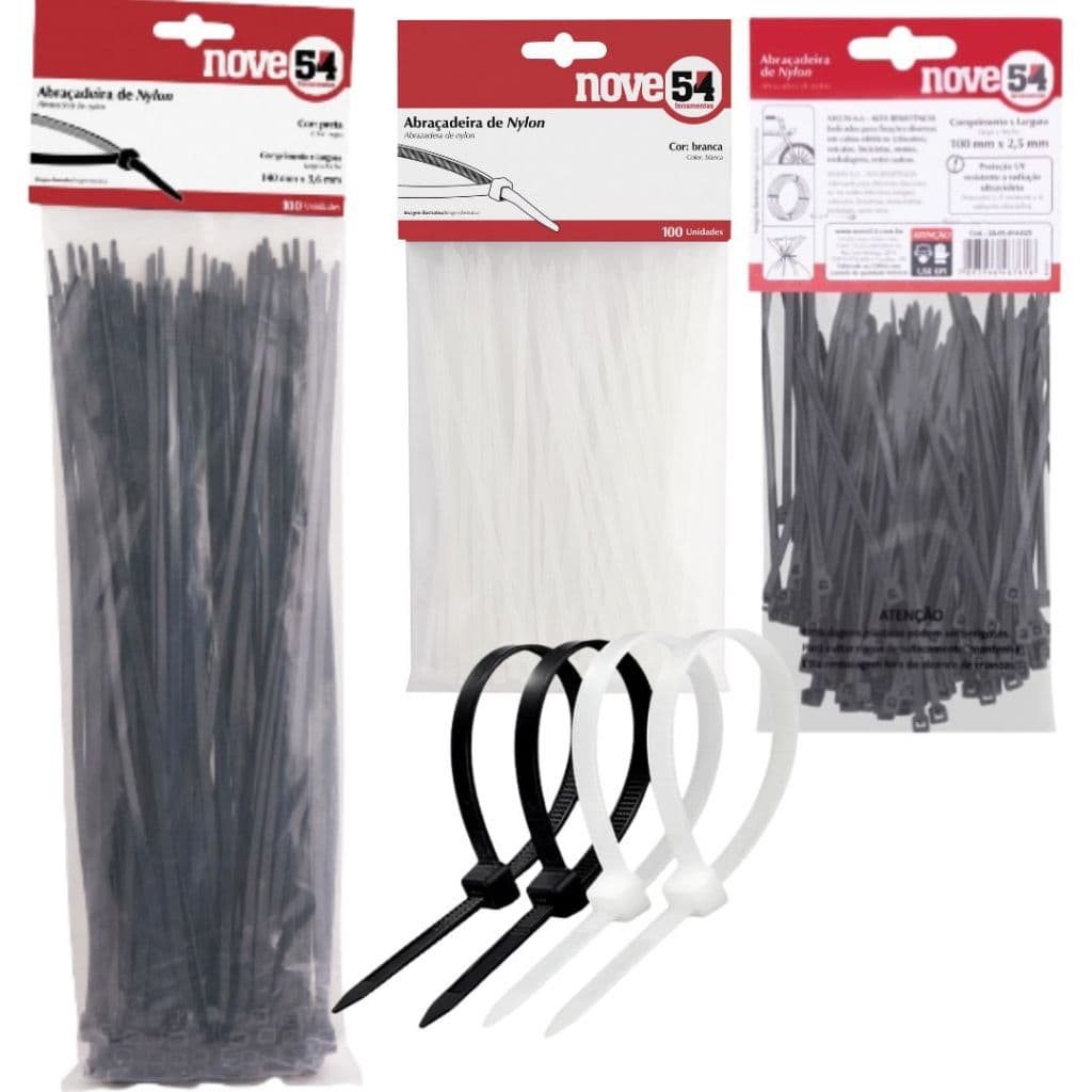 Abraçadeira Enforca Gato de Nylon 100un Preta ou Branca 2,5x100;150;200 3,6x150;200;300