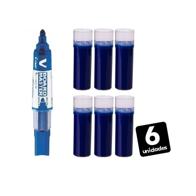 Pincel Quadro Branco Pilot V-board Master recarregado + 06 Refil