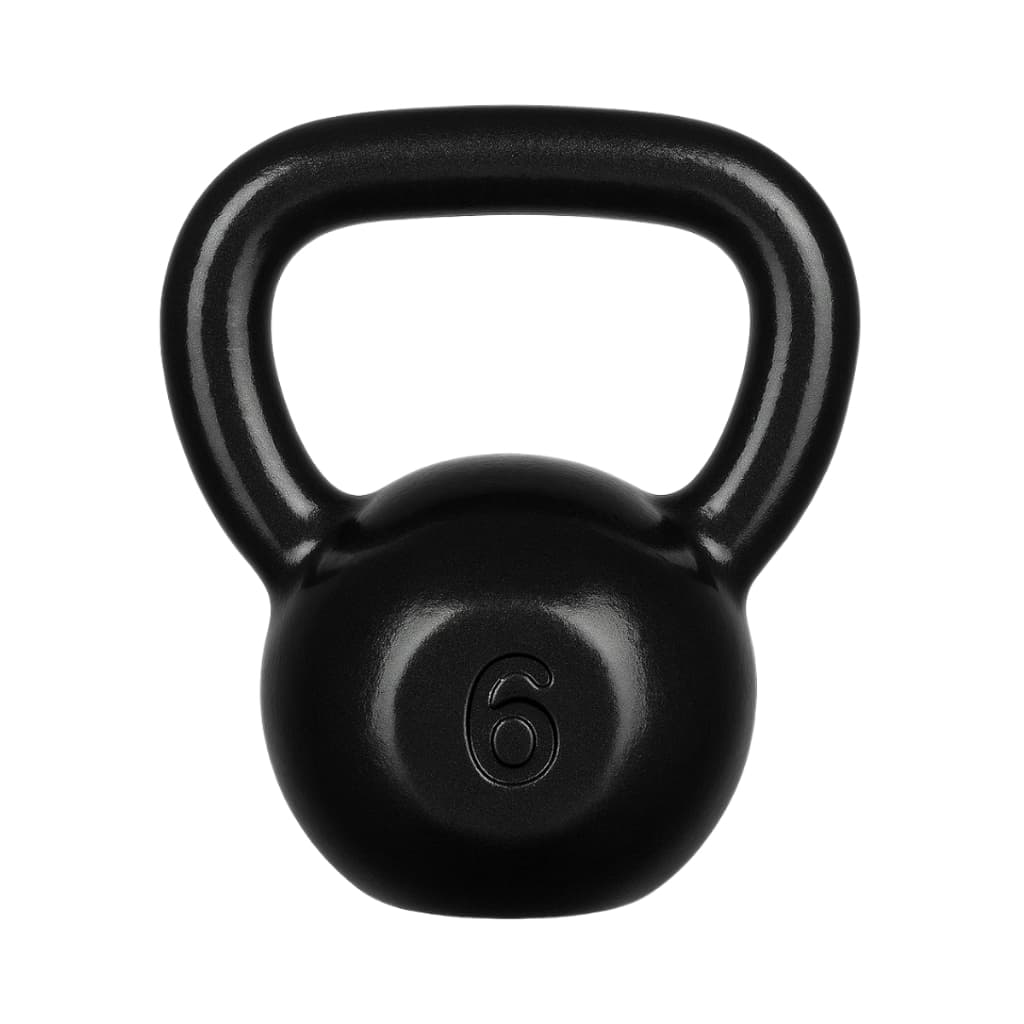 Kettlebell Emborrachado Bola de Peso 6kg – Para Exercícios, Agachamento e Treinamento, Cor Preta