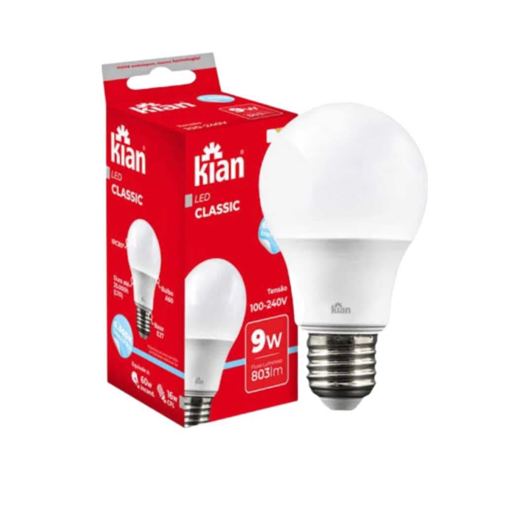 Lâmpada LED Kian 9W Bivolt Luz Branca Econômica e Durável