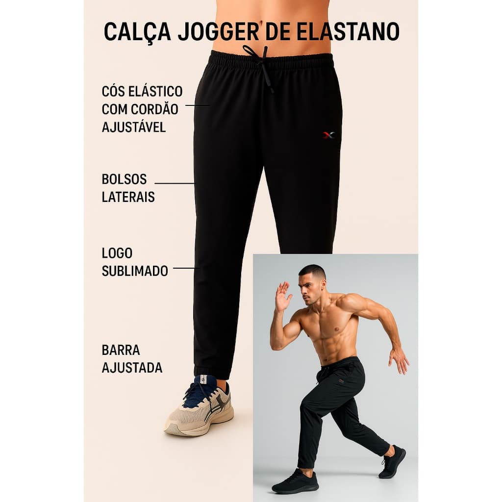 Calça jogger de tactel com elastano para treino