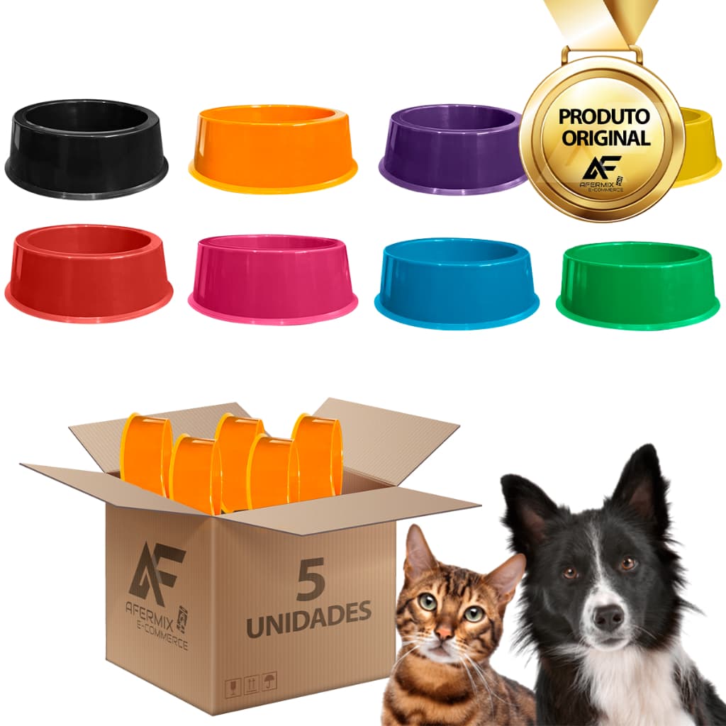 Kit 5 Comedouros De Ração Simples Comedouro De Pets 800ml Colorido