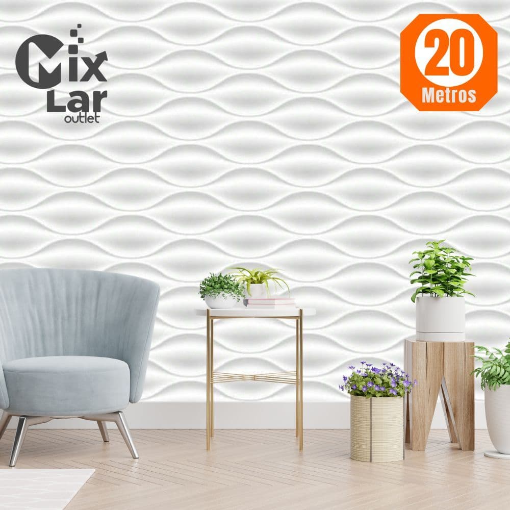 Papel de Parede PREMIUM Rolo 5m x 45cm Autoadesivo Cinza Ondulados Salas e Quartos