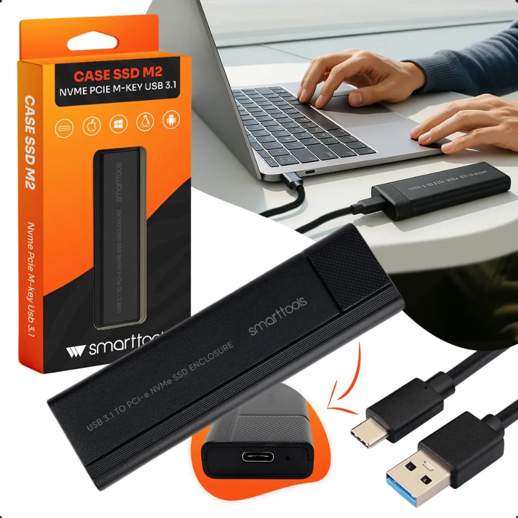 Mini Case SSD M2 Nvme Pcie M-KEY Usb 3.1 Adaptador Gaveta 10gbps