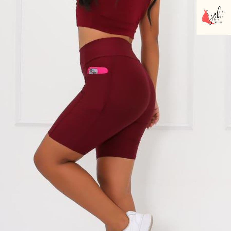 Bermuda Feminina Fitness Cintura Alta com Bolso Lateral Slim e Plus Size