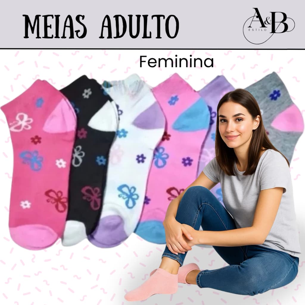 Kit 12 Meias Coloridas Femininas – Estilo e Conforto Diário