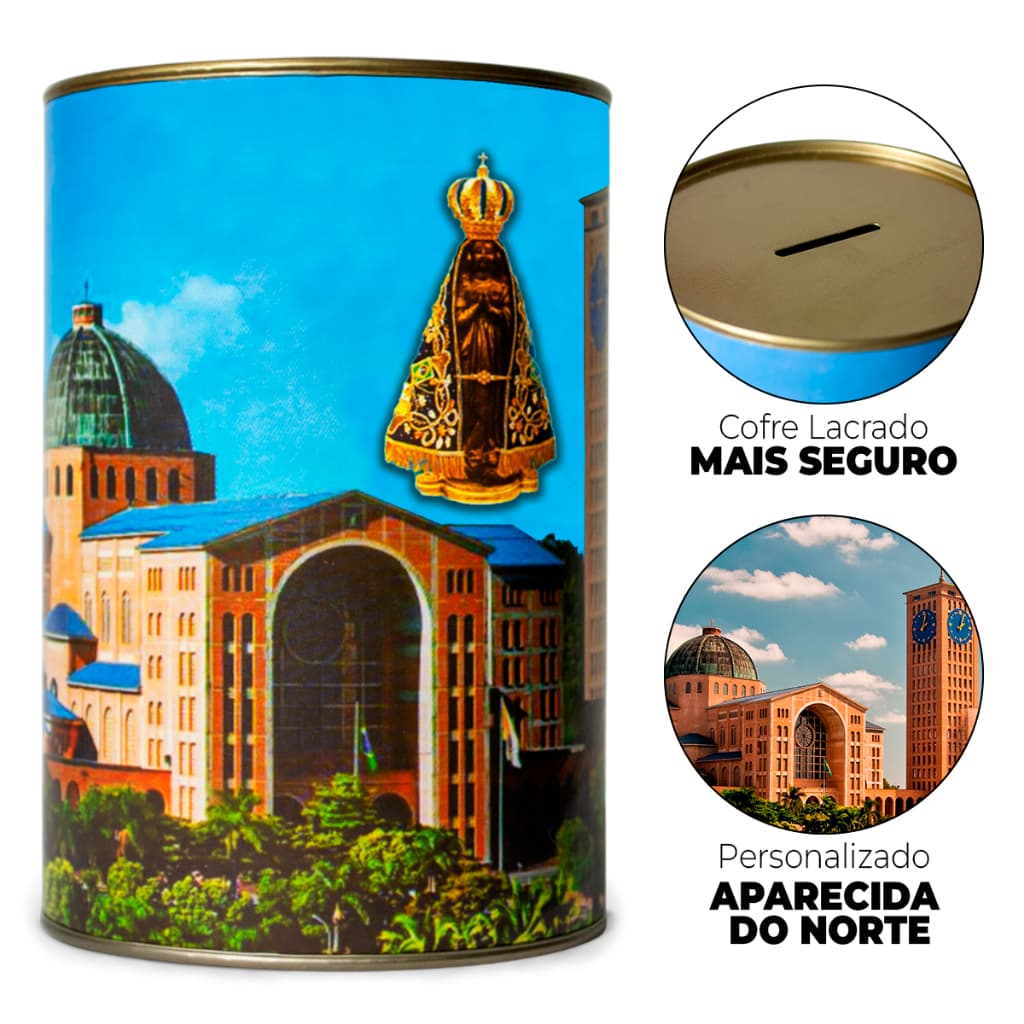 Cofrinho Cofre Exclusivo Personalizado Aparecida do norte Unid 14.5cm | Presente | Lembrança