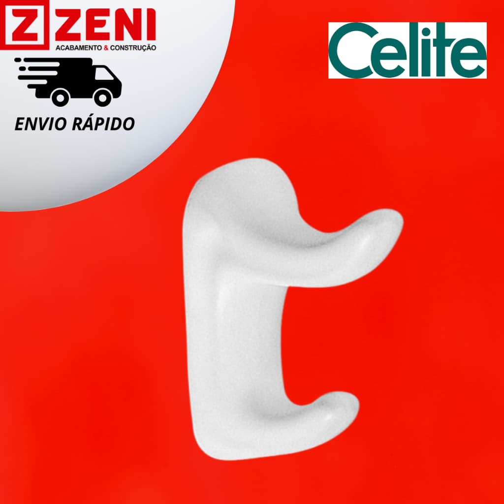 Cabide com 2 Ganchos Branco de Embutir  Celite