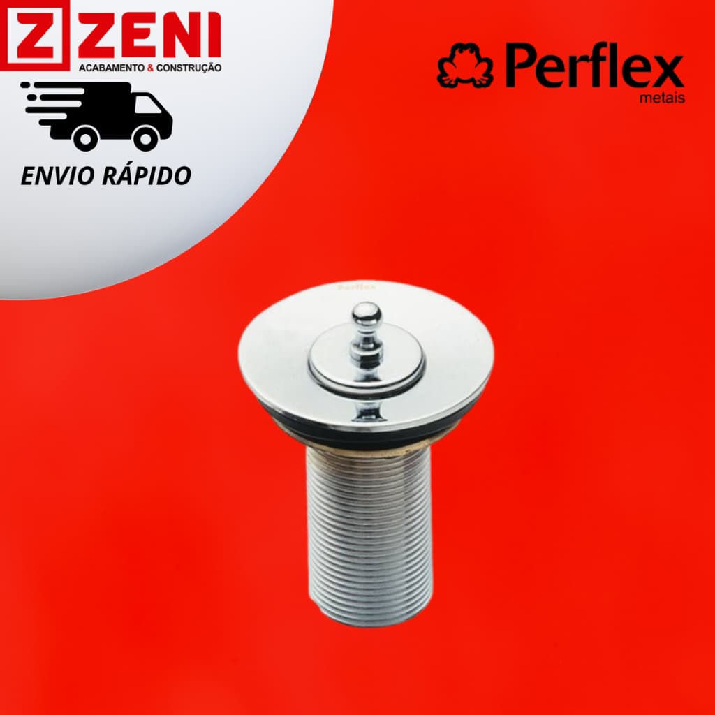 Válvula Para Lavatório Com Ladrão Cromada 2.3/8” x 1” Perflex 11300210 -1603CR