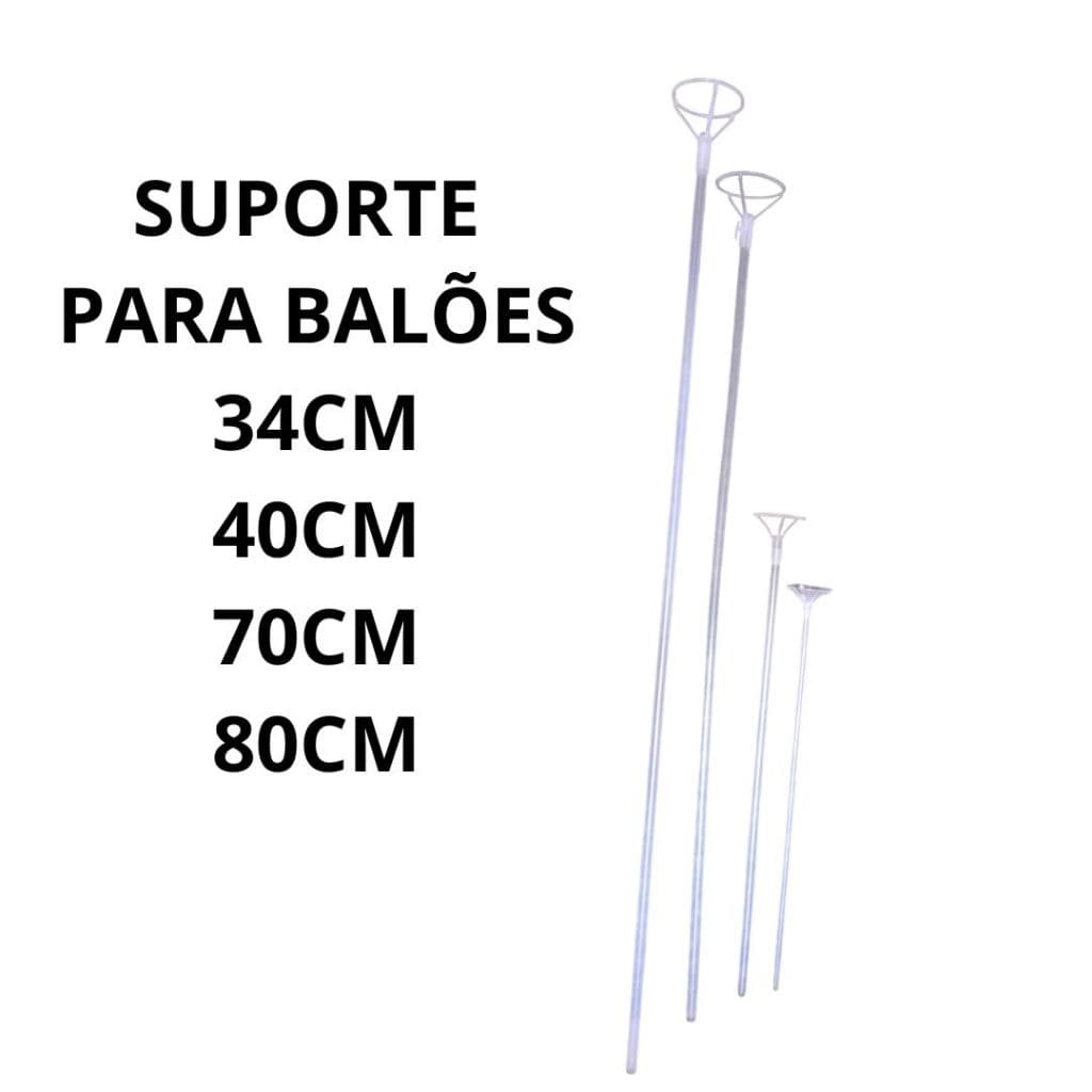 SUPORTE DE BALÕES HASTE TRANSPARENTE 34CM/40CM/70CM/80CM