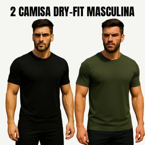 Kit 2 Camiseta Dry Fit Masculina Lisa - Casual Treino Academia Esportes Exercícios Corrida