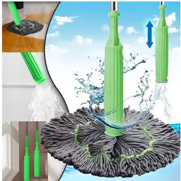 HKX Esfregão Mop Desidratação 2 Em 1 - Esfregão Giratório Automático Para Limpeza De Piso GZ-55