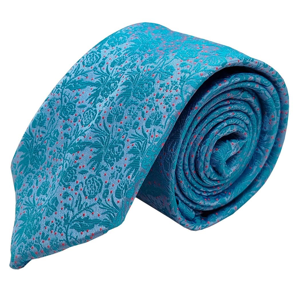 Gravata Semi Slim Azul Celeste Bordada