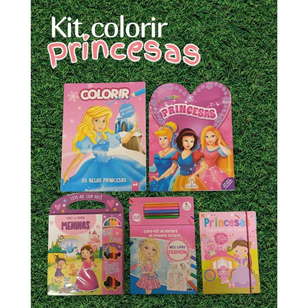 Kit de Livros de Colorir - Mega Princesas com 5 livros