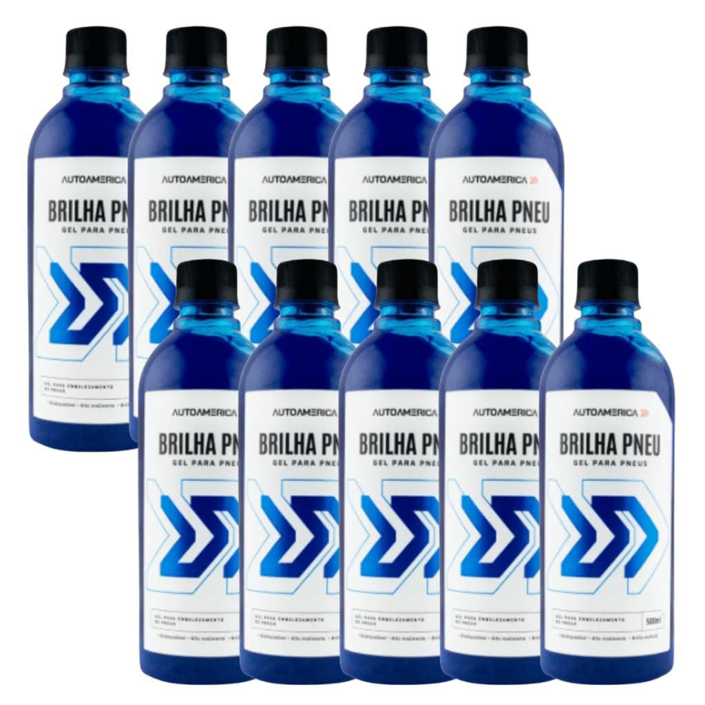 10 Unidades -  Gel Para Pneu Autoamerica Brilha Pneu 500ml Alto Brilho e Rendimento Pneu Pretinho