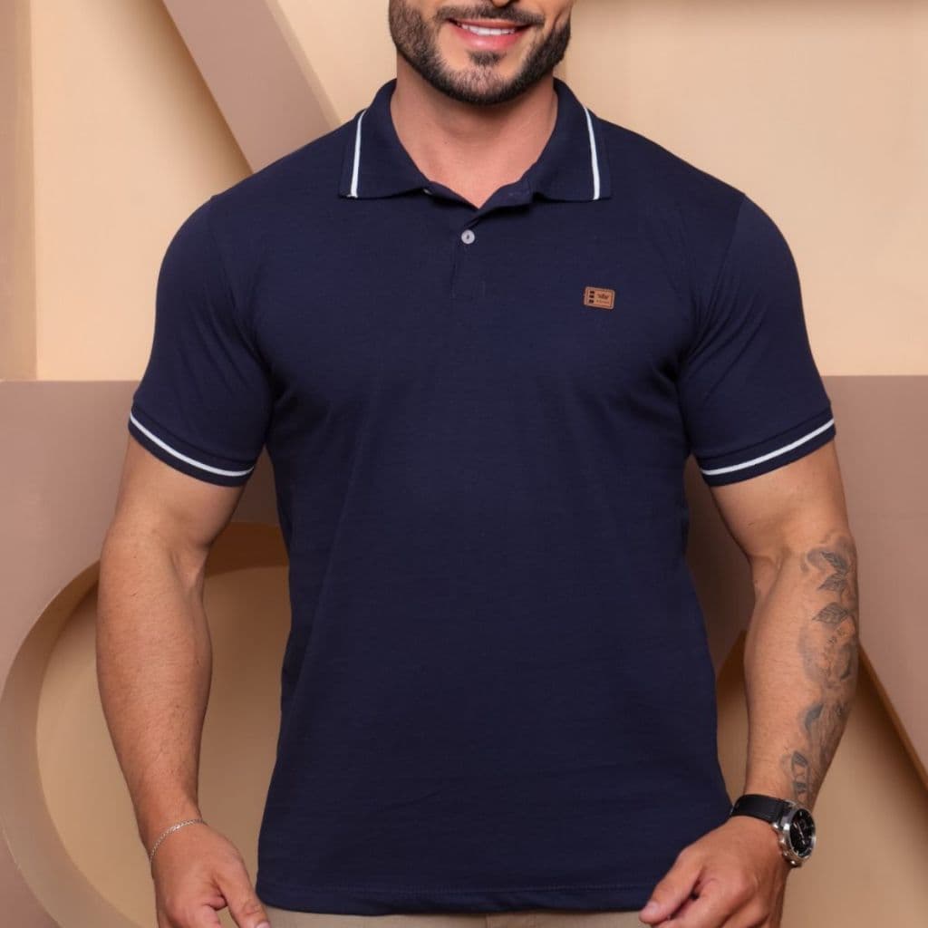 Camisa Masculina Gola Polo Básica Alta Qualidade 100% Algodão Camiseta Malha fio 30