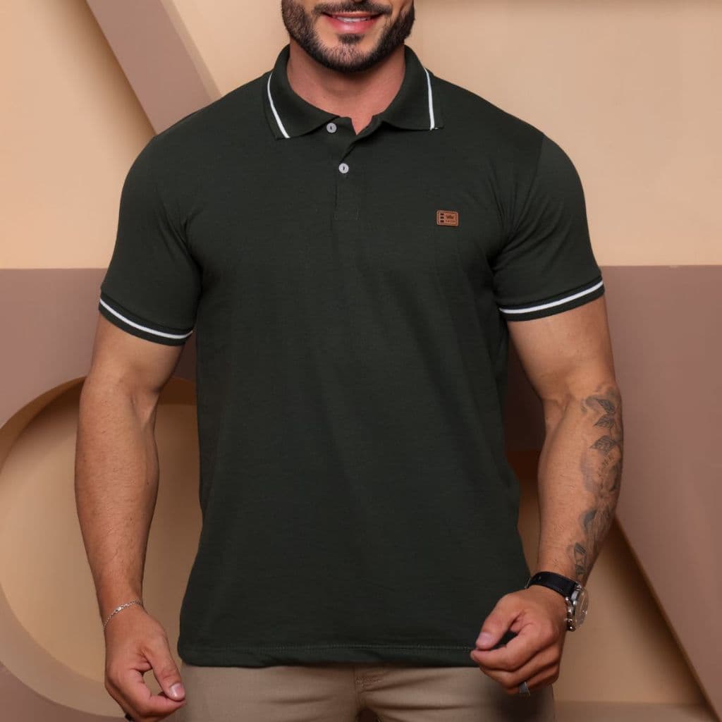 Camisa Básica Gola Polo  Alta Qualidade 100% Algodão Camiseta Masculina
