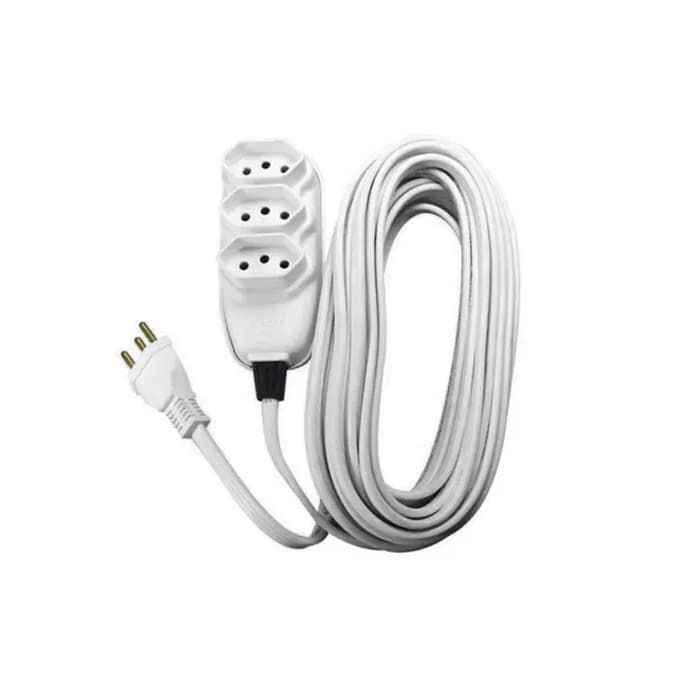 Extensão Compacta Cabo PP Chato 3 vias 5m 10A 250V - Potencia 1200W em 127V e 2500W em 250V - ILUMI