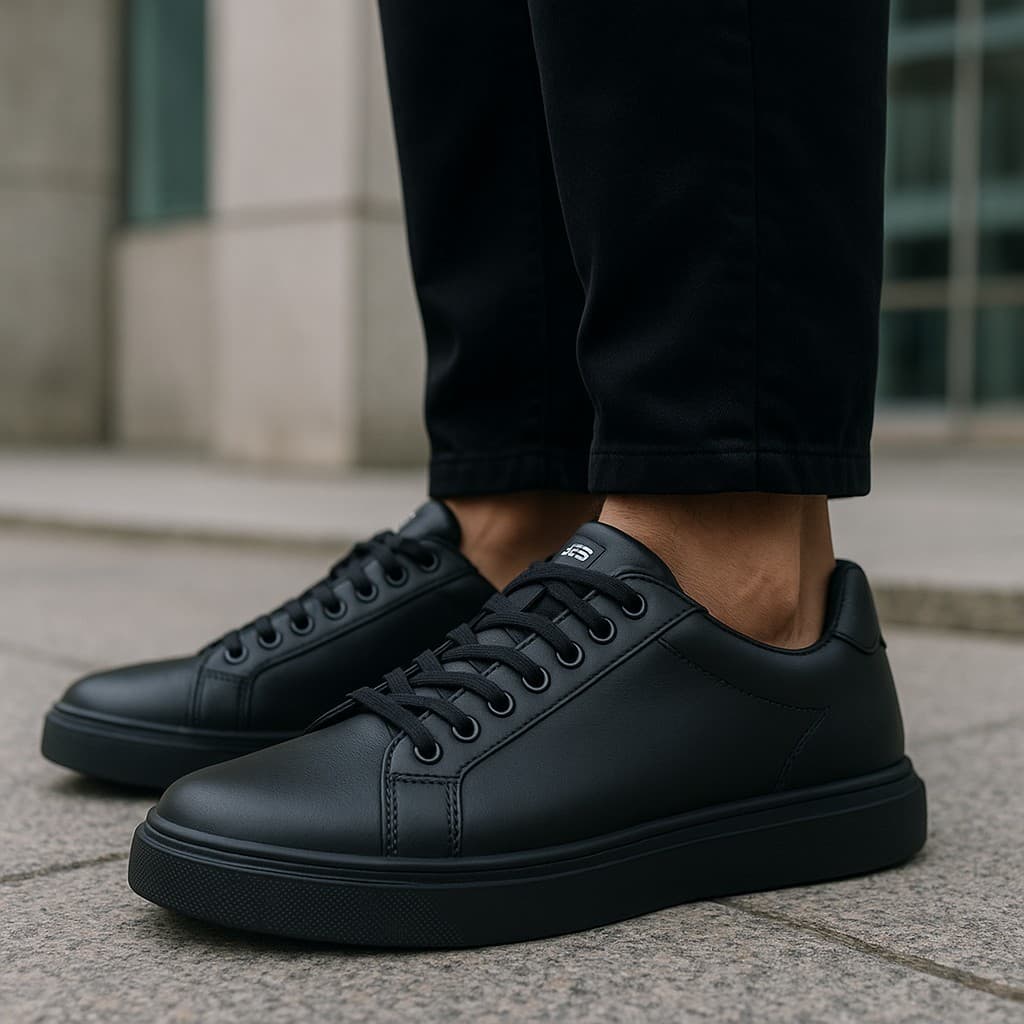 Tênis Masculino Black Social Sola Alta Discreto e Elegante