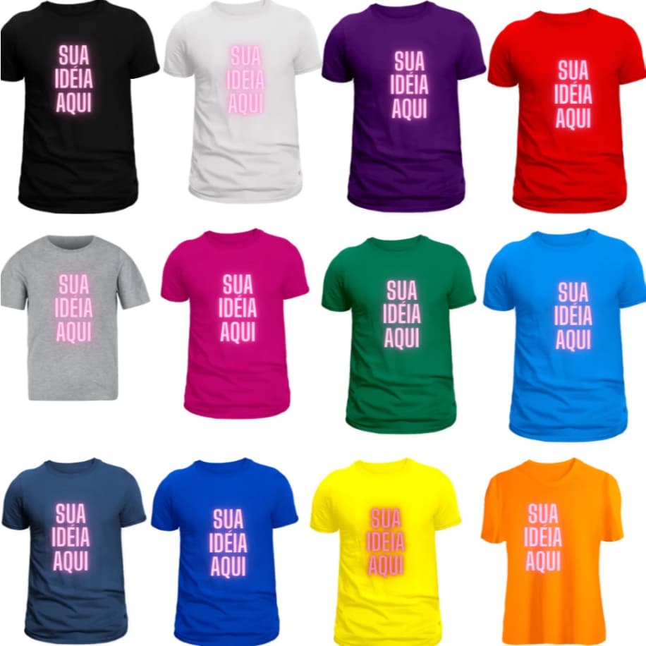 Camiseta estampe aqui sua arte, ideia camisas 100% algodão envio em ate 24h