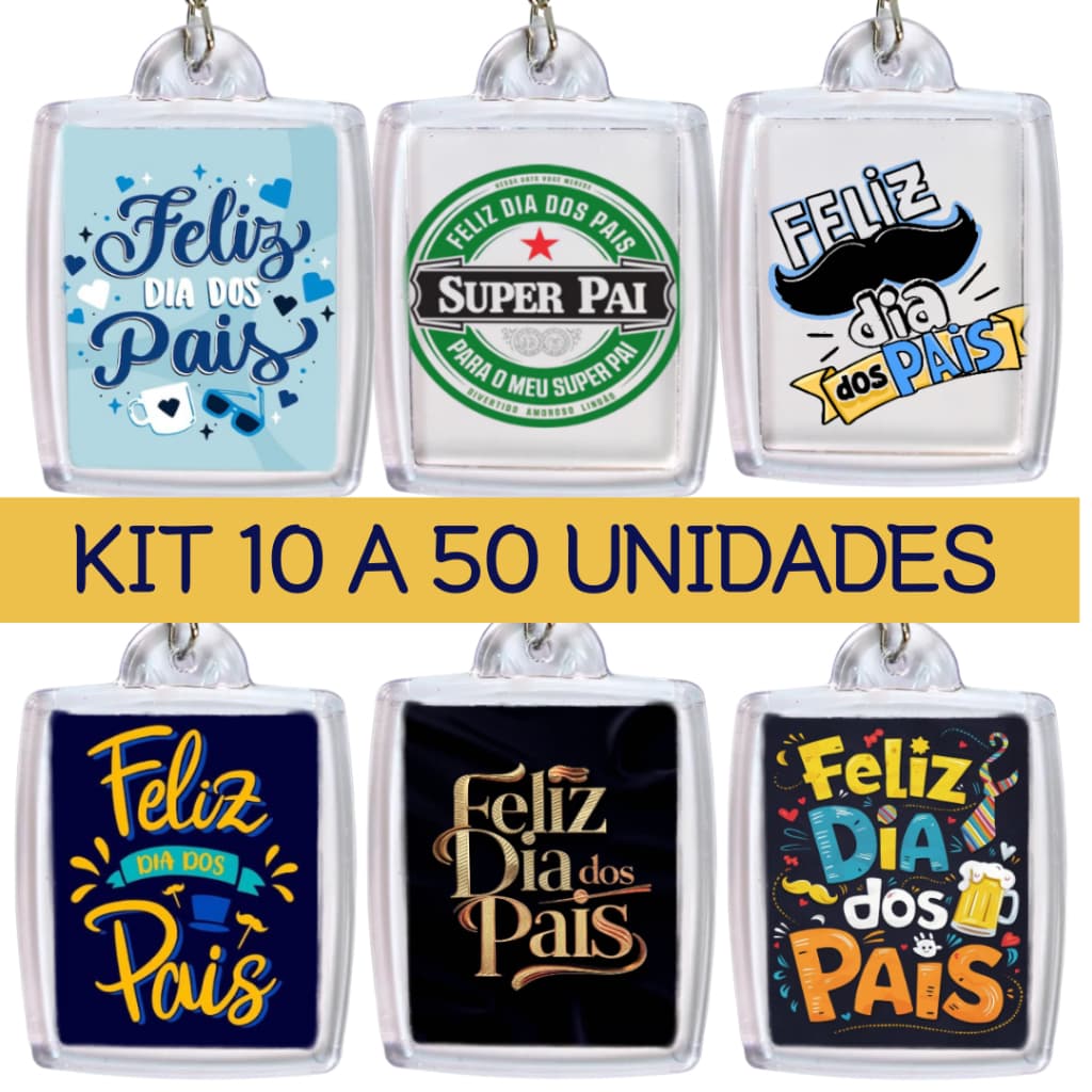 Chaveiro Acrílico 3x4 Personalizado Dia dos Pais – Lembrancinha para Escola e Empresa