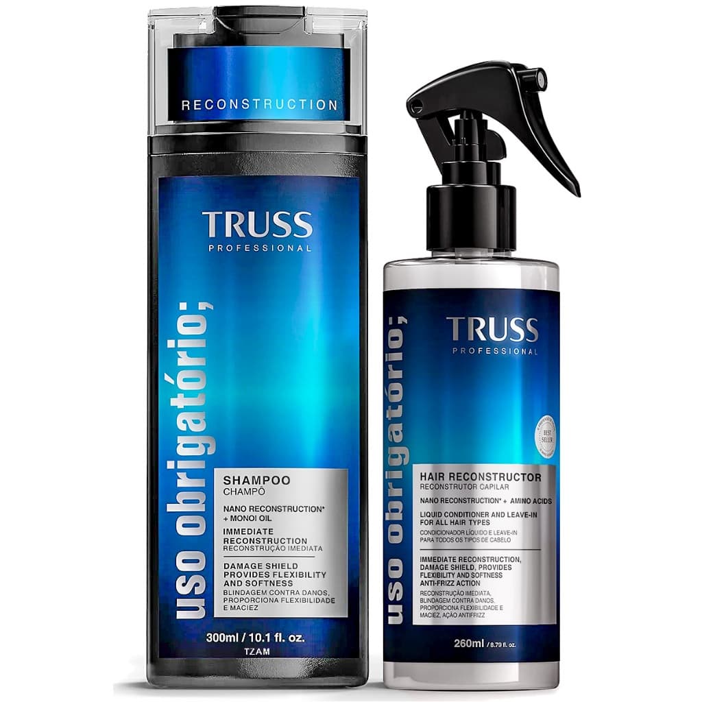 Original Kit Truss Uso Obrigatório Shampoo 300ml + Spray 260ml Reconstrutor Capilar Leave-in