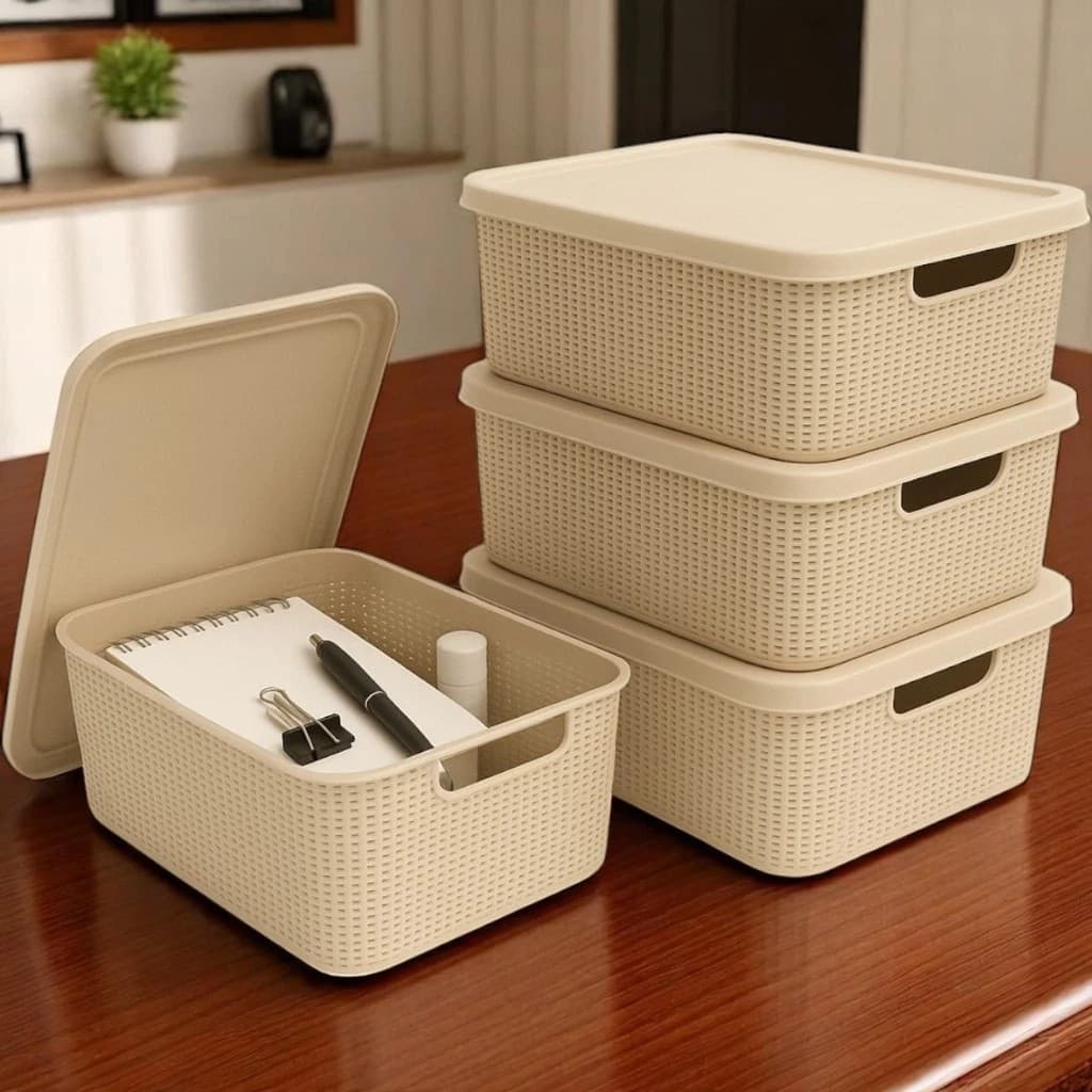 Caixas Organizadoras 15 Litros Tampa Grande Cesto Multiuso Resistente Cozinha Lavanderia Quarto