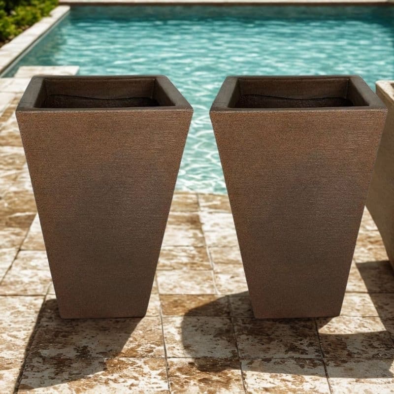 Vaso para Planta 55x33x33 em Polietileno Decorativo Coluna Quadrada Luxo Moderno Texturizado