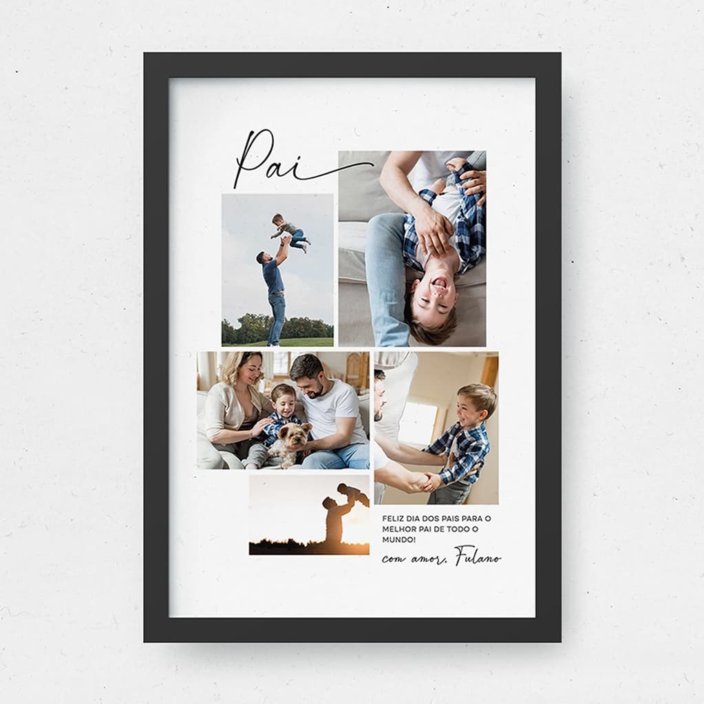 Quadro Pai Presente Dia dos Pais Criativo Quadro 5 Fotos Melhor Pai