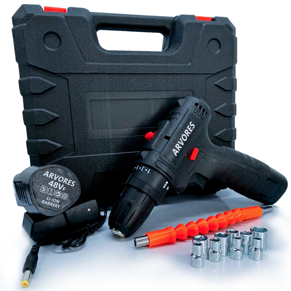 Furadeira E Parafusadeira Profissional 48v Com 2 Baterias Cor Preto Frequência 48V 13H 110V/220V