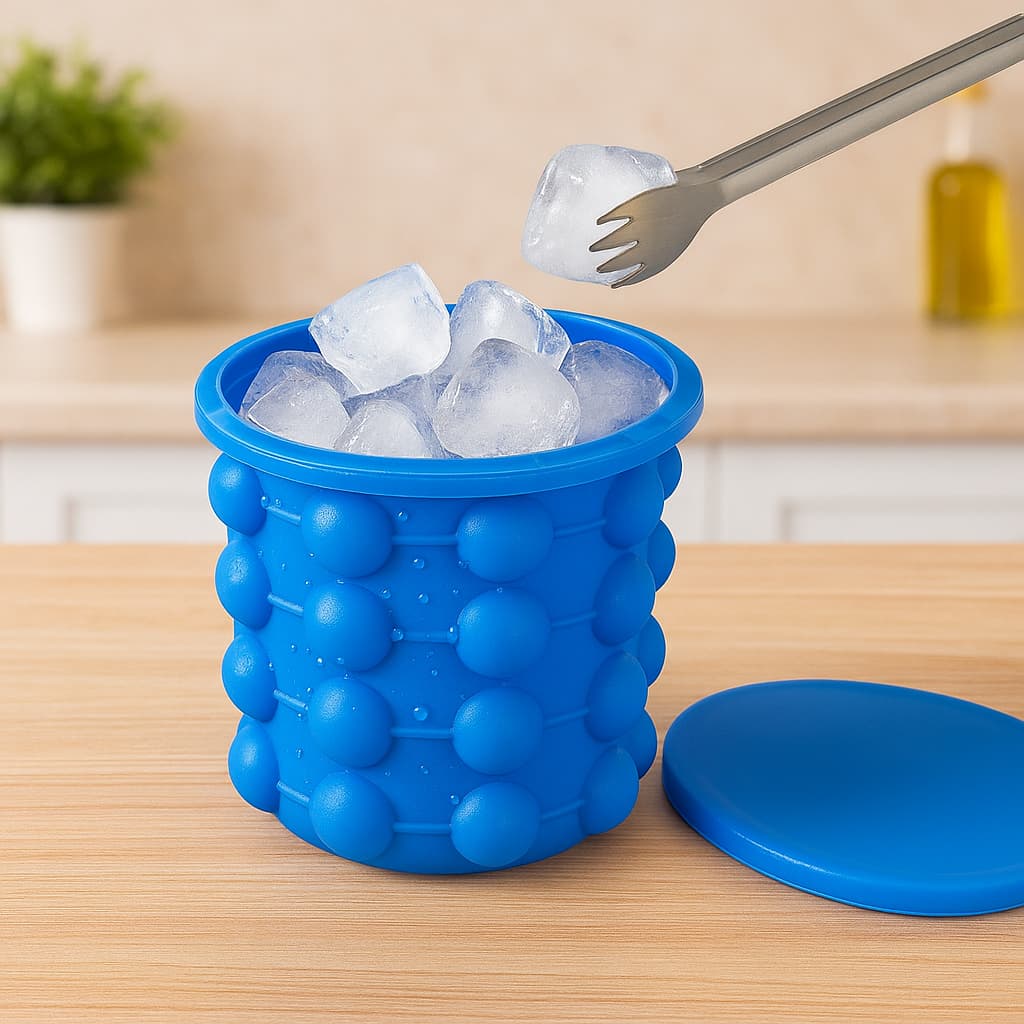 Balde De Gelo Térmico Em Silicone Com Tampa – Portátil, Dobrável E Resistente Ao Frio