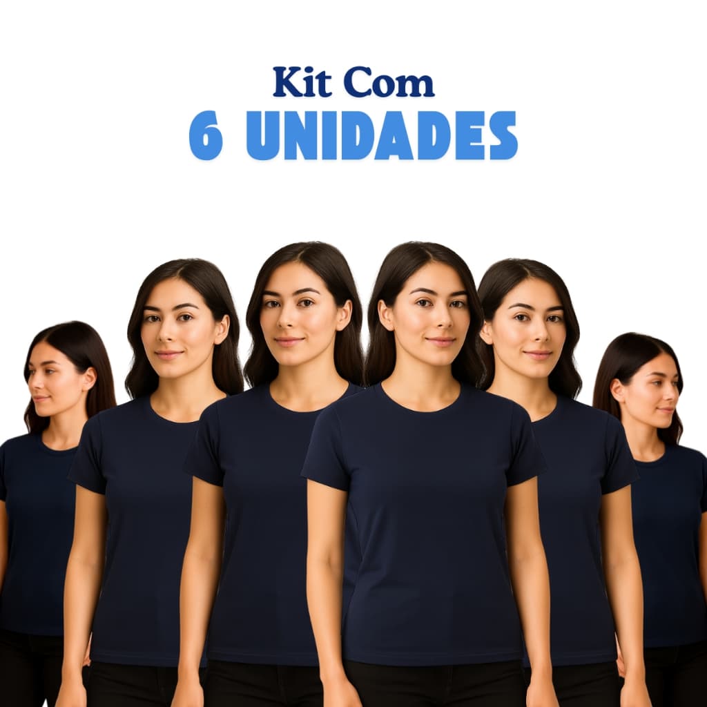 Kit 6 Camiseta Baby Look Moda Fit Feminina Algodão