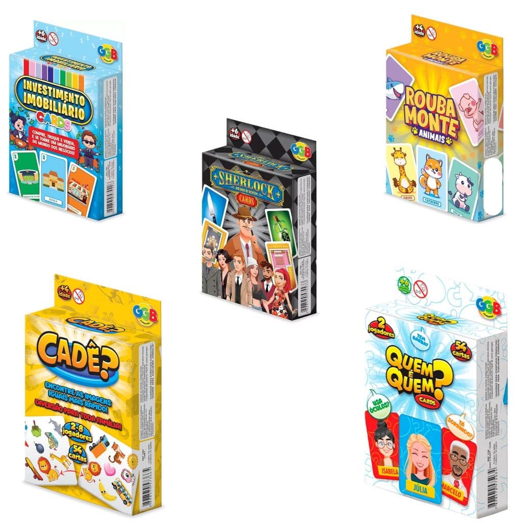 kit de 5 Jogos de Raciocínio - Cadê? | Detetive | Invest. Imobiliário | Quem Sou Eu | Rouba