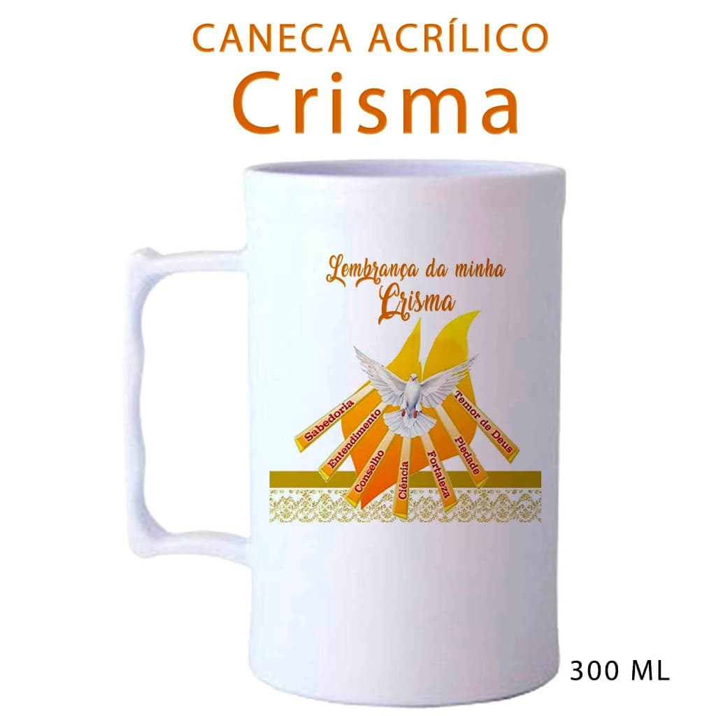 20 CANECAS ACRILICO, LEMBRANCINHA BATIZADO, EUCARISTIA E CRISMA