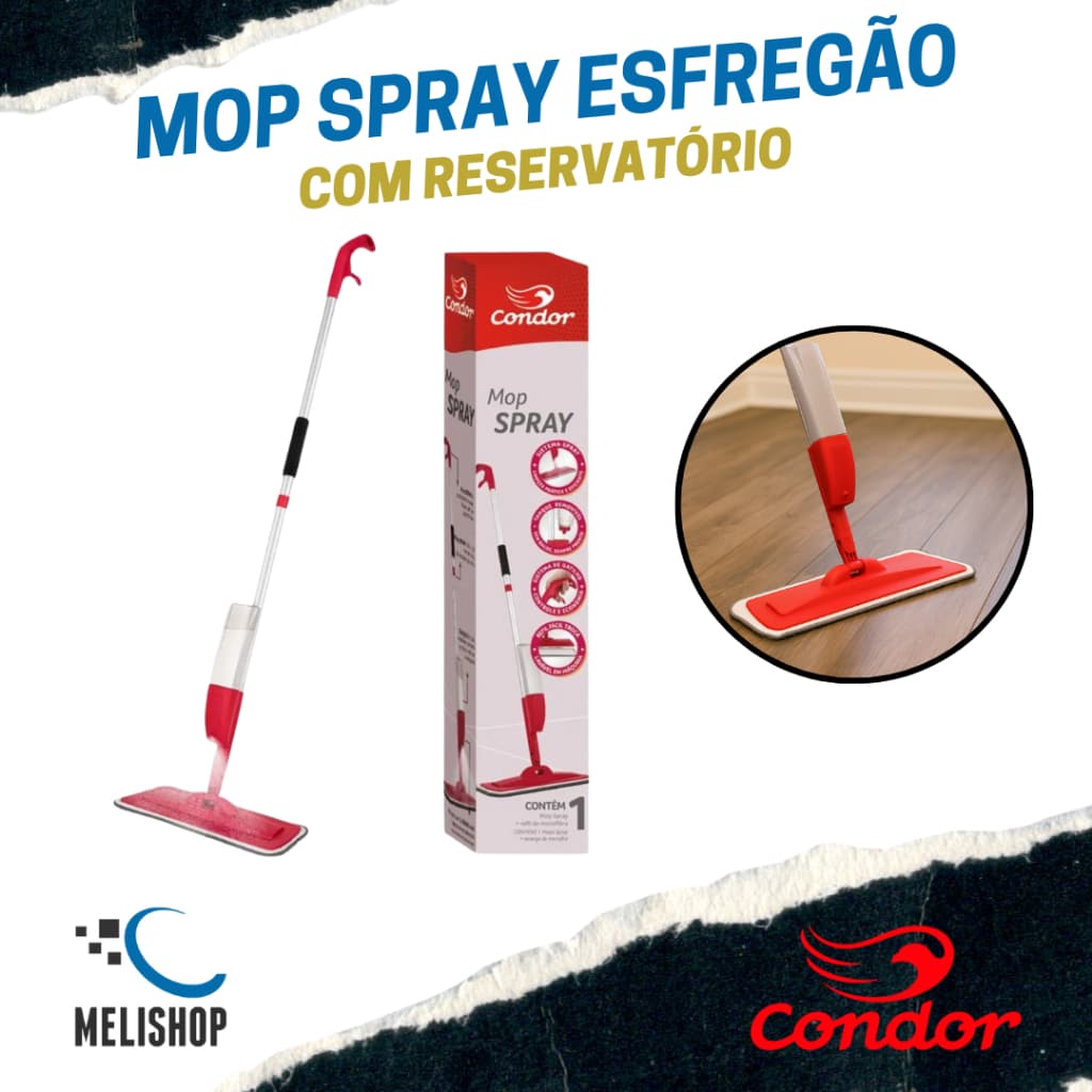 Mop Spray Esfregão Microfibra com Reservatório 400ml e Cabo Alumínio Condor REF. 1690