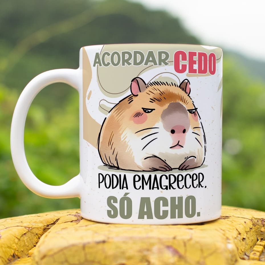 Caneca xícara estampa Capivara sarcástica divertida