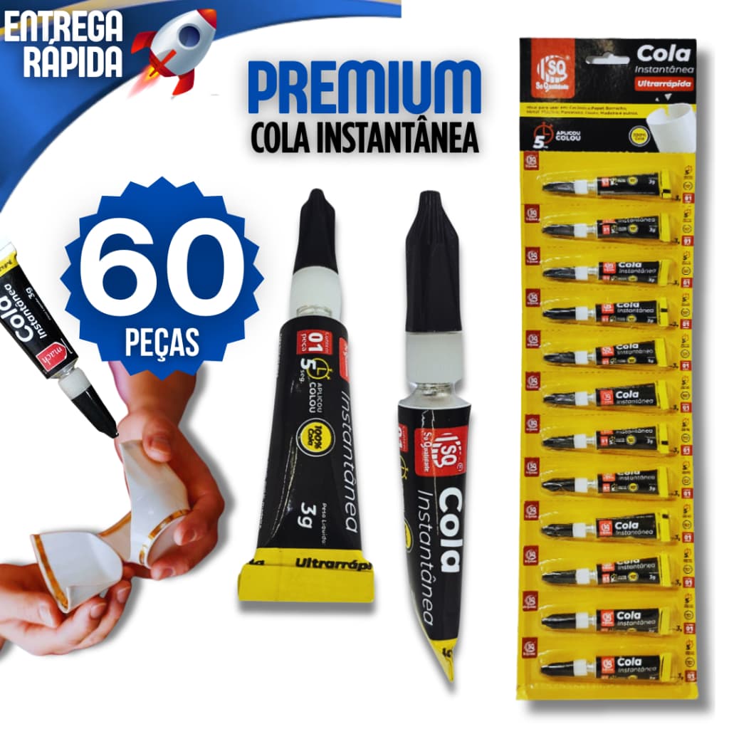 Kit 60 Super Cola Instantânea Bond Tubo Cola Borracha Madeira Variáveis Utilidade Rápida Secagem