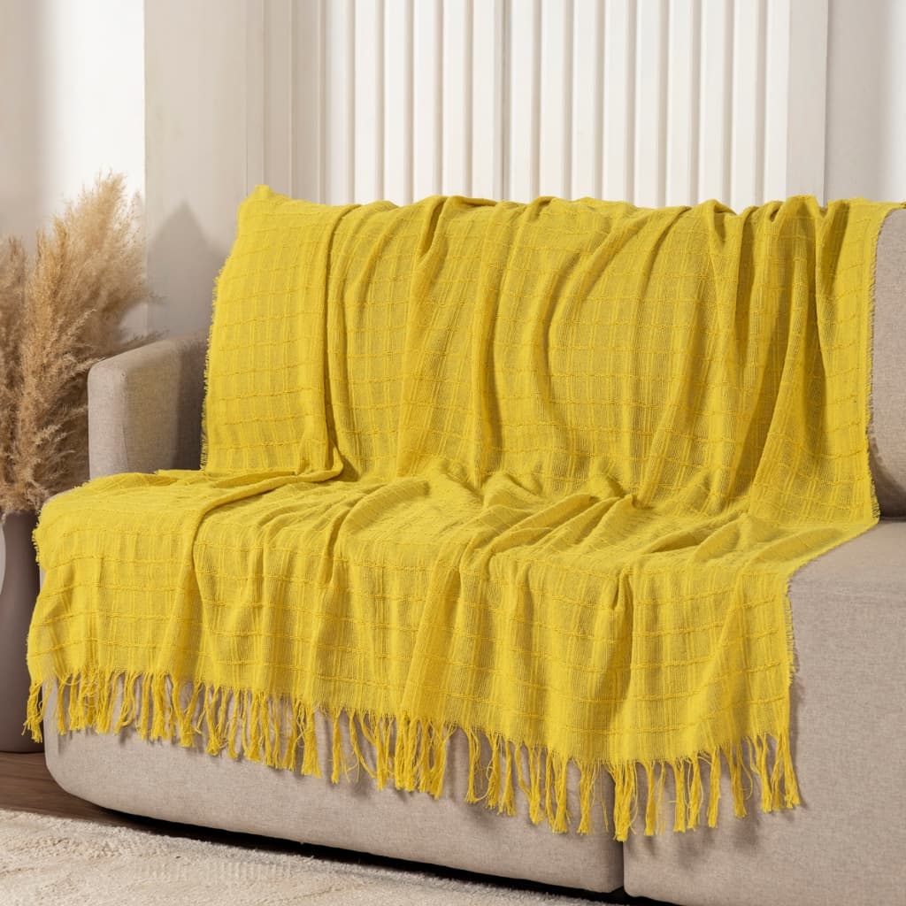 Manta Algodão Decorativa Modelo Doha 1,40x1,70m Franjas Sofá Cama Sala Estilo Beleza Conforto