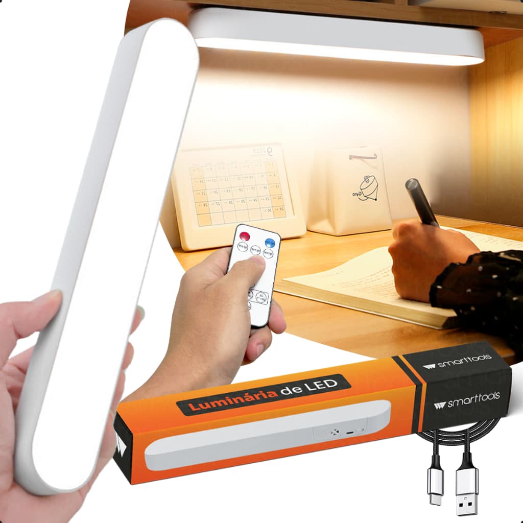Luminária Led Bastão Barra Slim Sem Fio Lâmpada Controle Recarregável Bancada Com Suporte Magnético