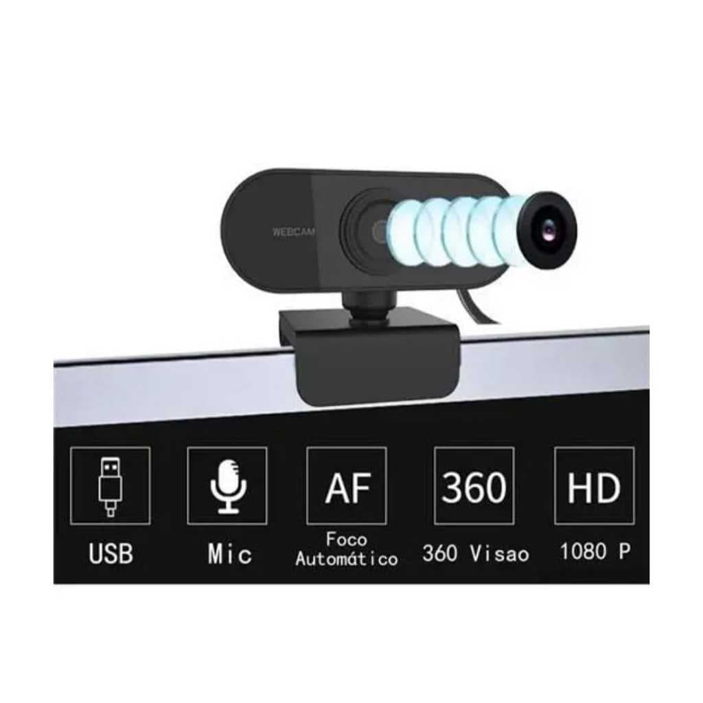 Webcam Full Hd 1080p Auto Foco C/ Microfone Alta Resolução