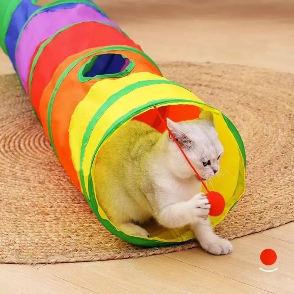 Brinquedo Túnel Labirinto Para Pets Gatos Colorido Divertido Compacto Prático Eficiente