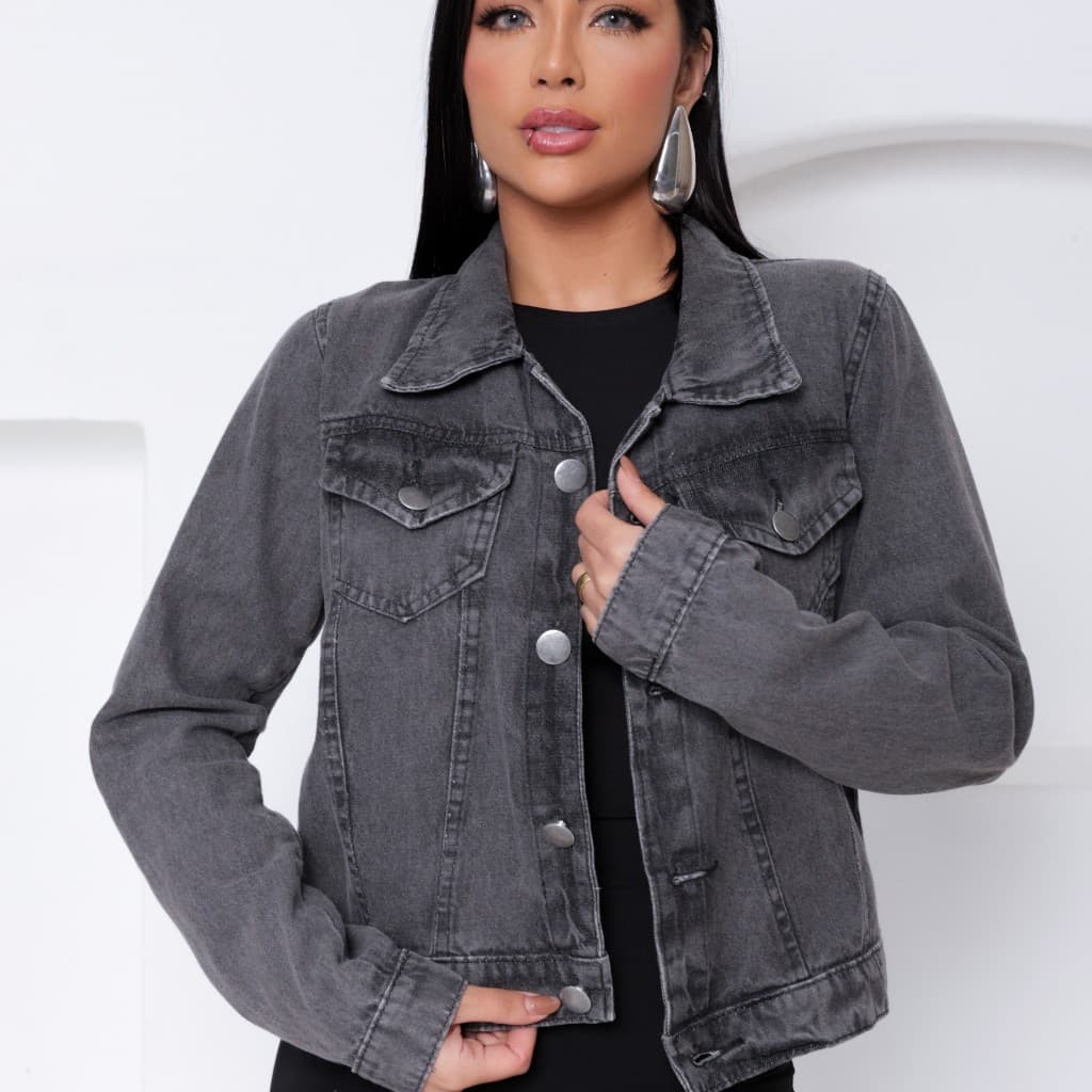 Jaqueta Feminina Grafite Colorida | Jeans | Brim | Denim